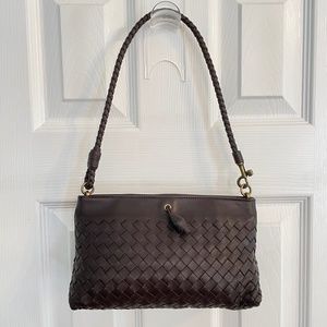 Bottega Veneta Intrecciato Dark Brown Shoulder Bag Leather